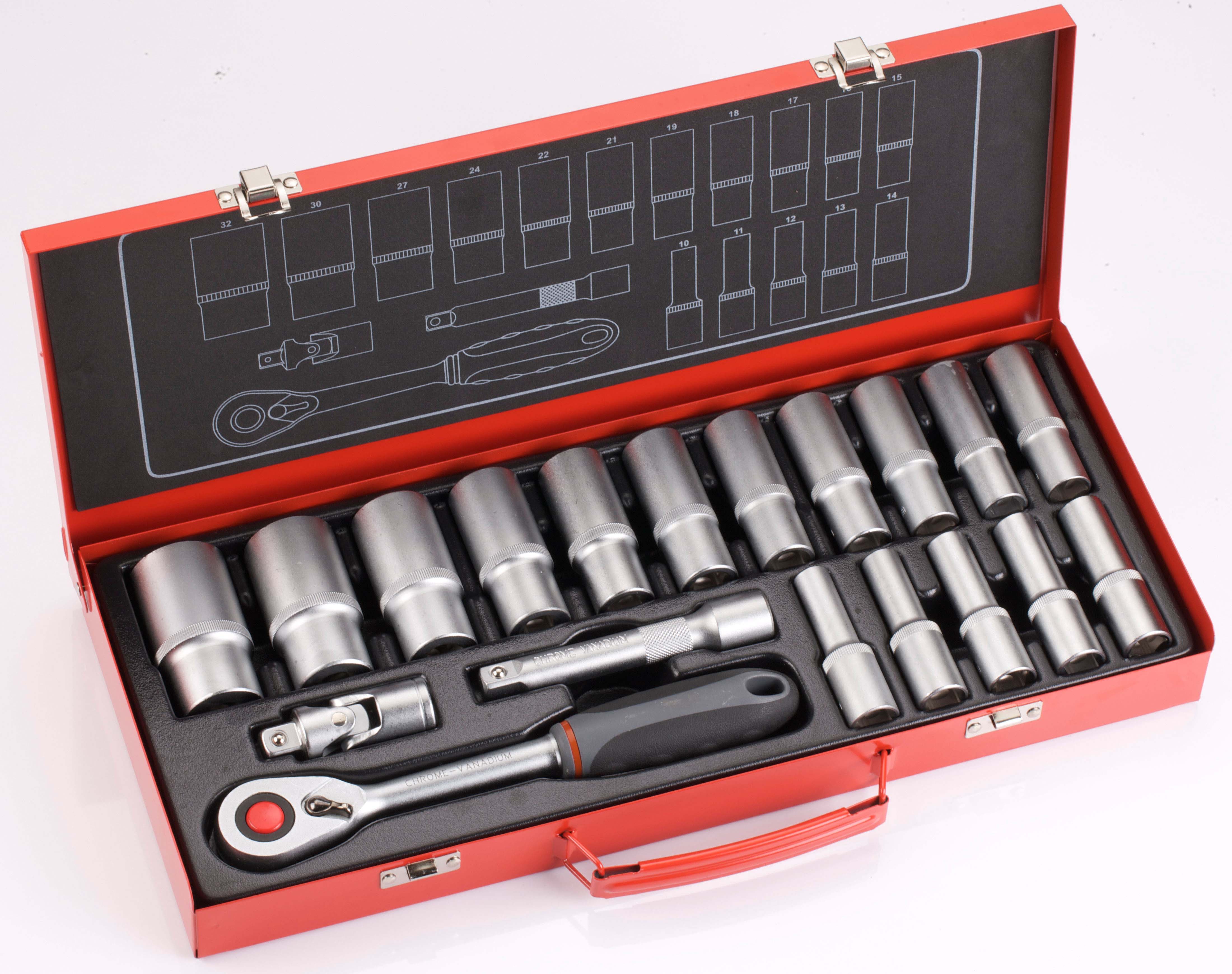 19PCS 1/2 DRIVE SOCKET WRENCH SET