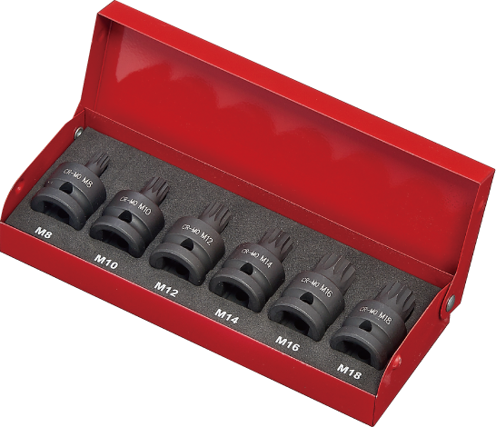 1/2''DR. 6PCS IMPACT SPLINE BIT SOCKET SET