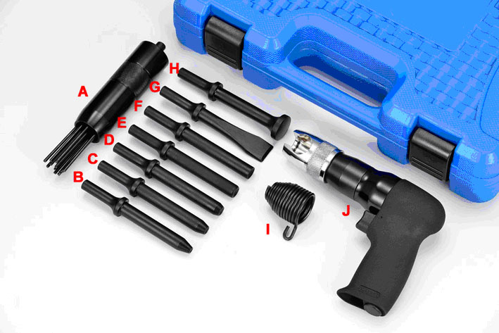 10 PCS IMPACT AIR HAMMER SET WITH HIGH 