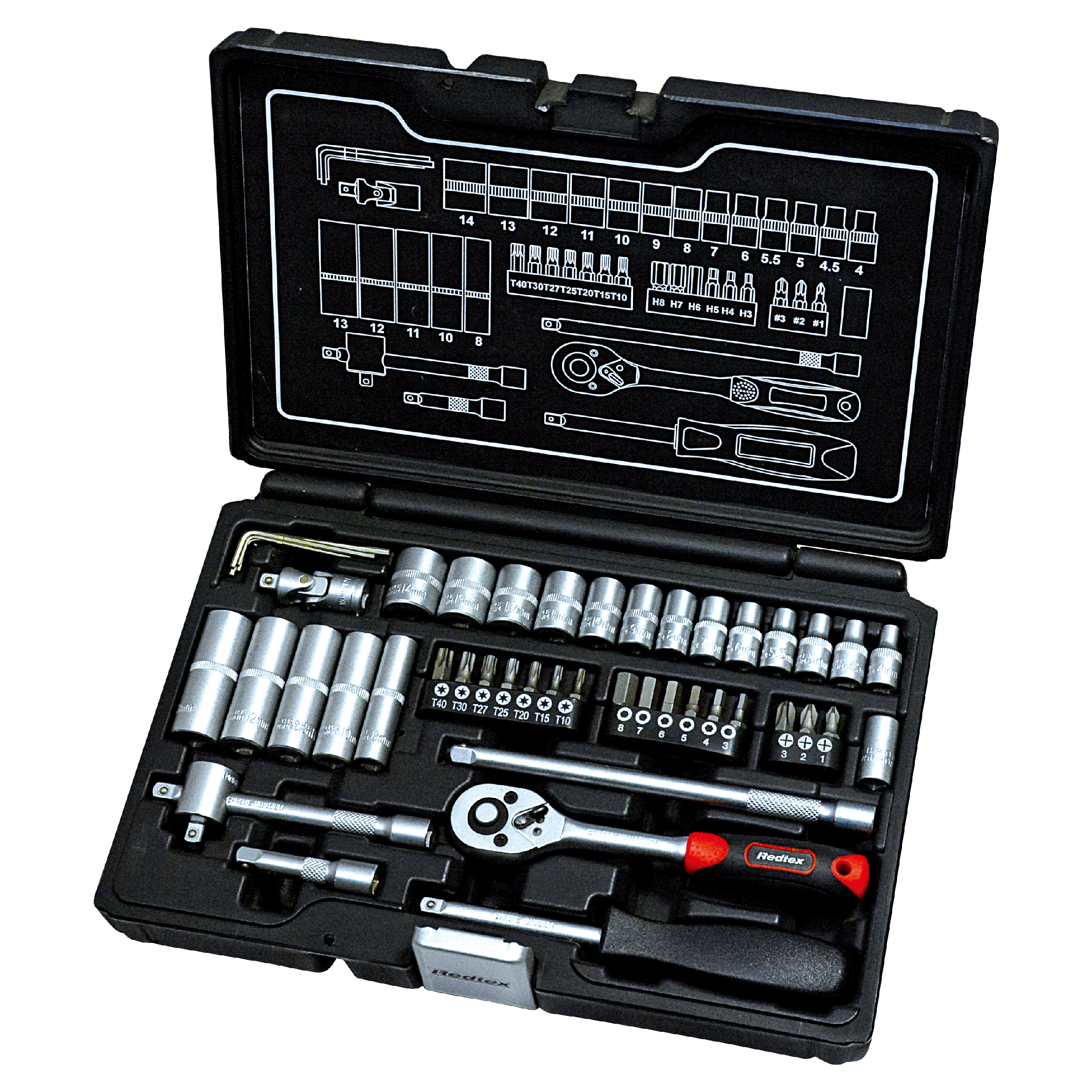 45PCS 1/4 DRIVE SOCKET AND BIT SET