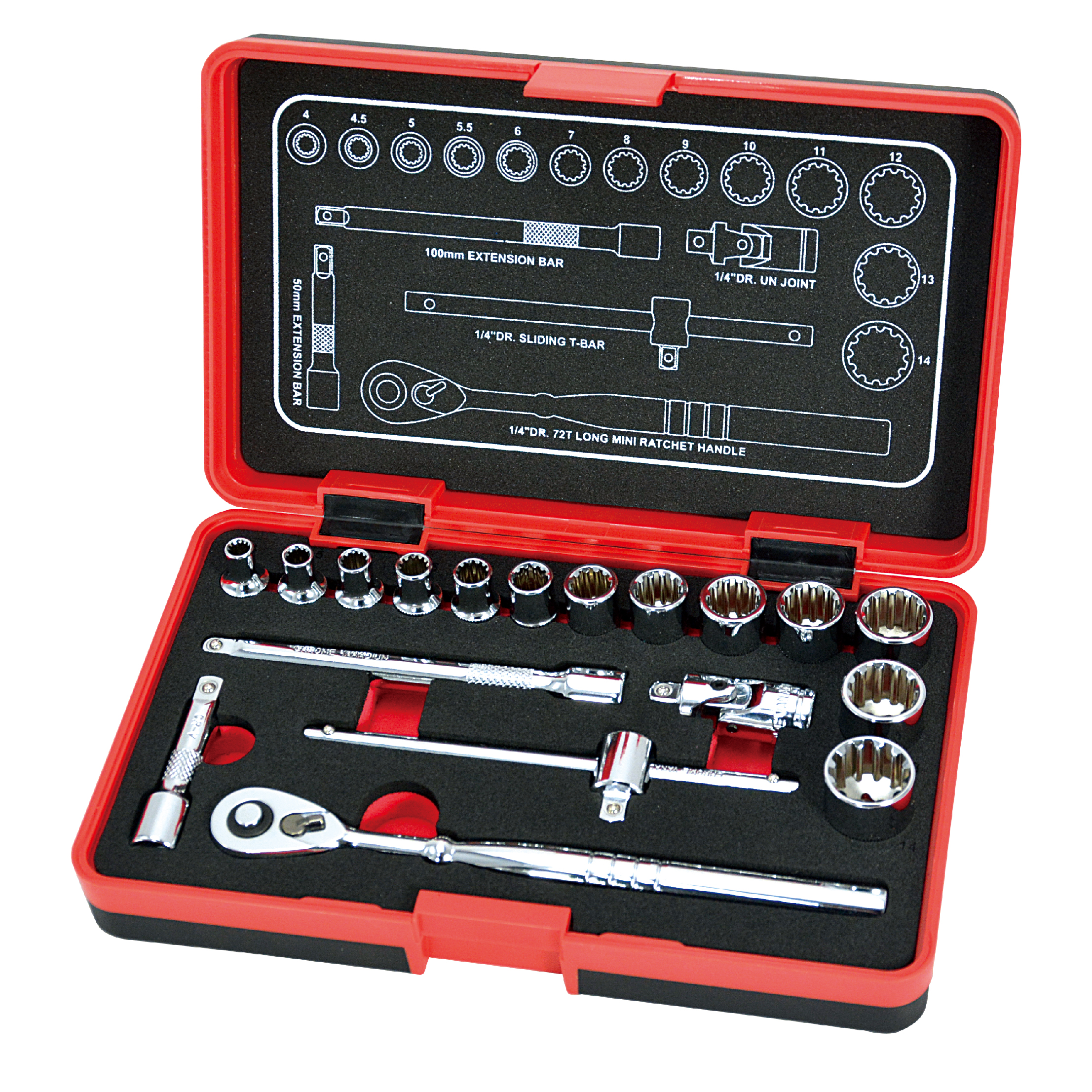 18PCS 1/4 INCH DRIVE SOCKET WRENCH SET